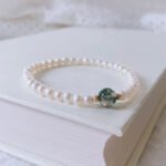 moss agate pearl stacking ring